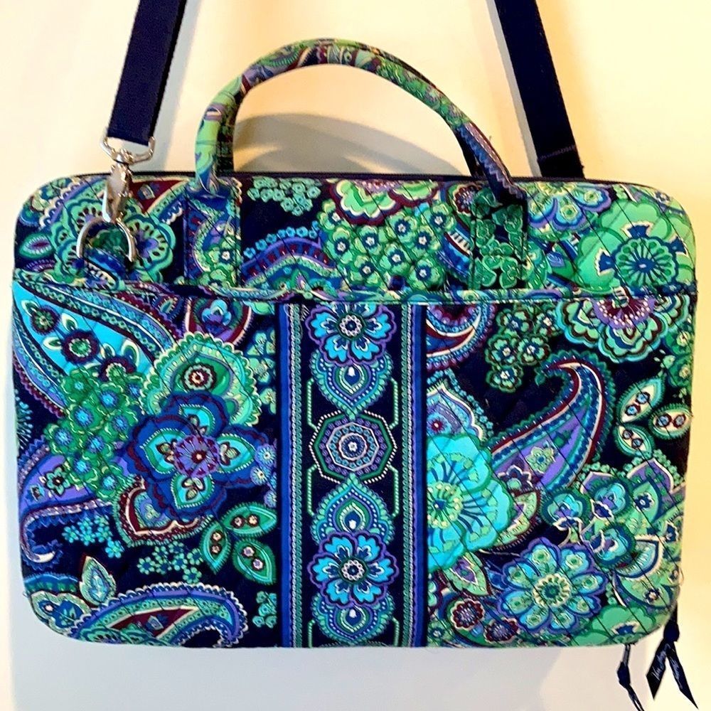 Vera Bradley Green Blue Paisley Tablet Case with Shoulder Strap - Picture 2 of 7